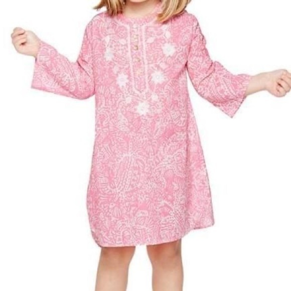 Lilly Pulitzer Atlee Girls Pink Cotton Tunic Dress Size Large - Picture 2 of 9